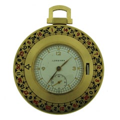 Vintage Longines 14k Yellow Gold Roulette Pocket Watch Retro