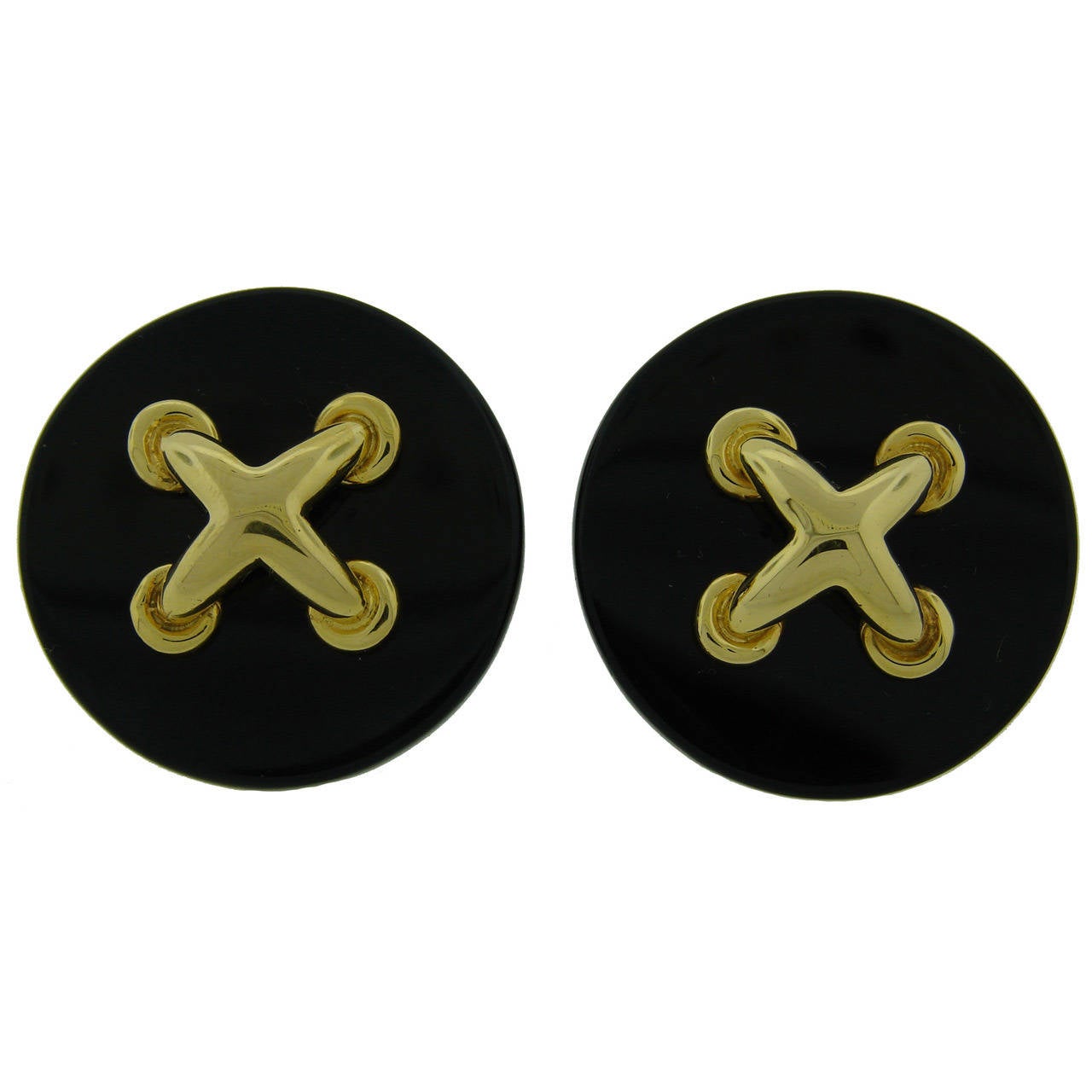 1974 Aldo Cipullo Black Onyx Gold Earrings