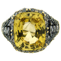 1950s Mario Buccellati Yellow Sapphire Diamond Gold Ring