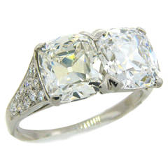 Cartier Art Deco Diamond Platinum Two Stone Ring 2