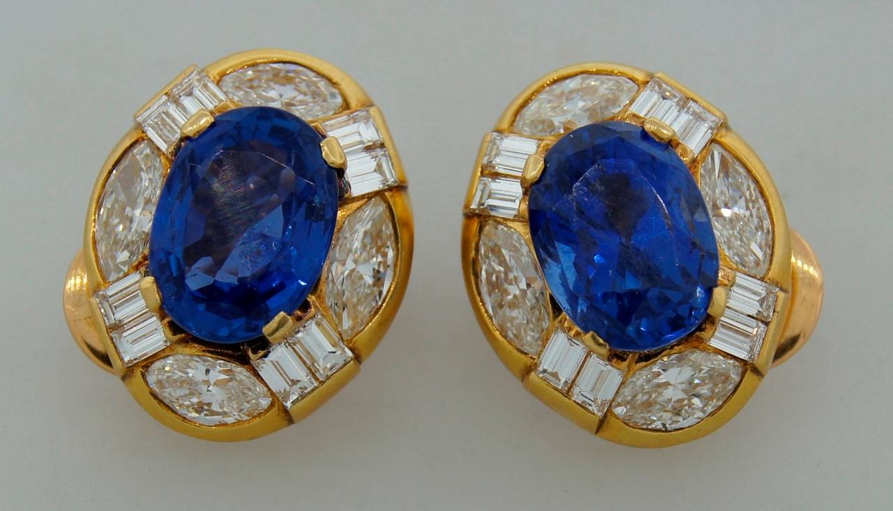 Women's BULGARI Sapphire Diamond & Yellow Gold Earrings