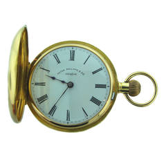 Antique Patek Philippe Yellow Gold and Enamel Demi Hunter Pocket Watch 19th Century