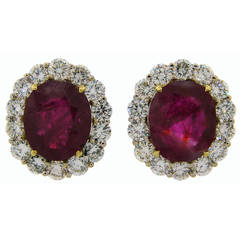 9.49 Carat No Heat Burmese Ruby Diamond Gold Earrings 12