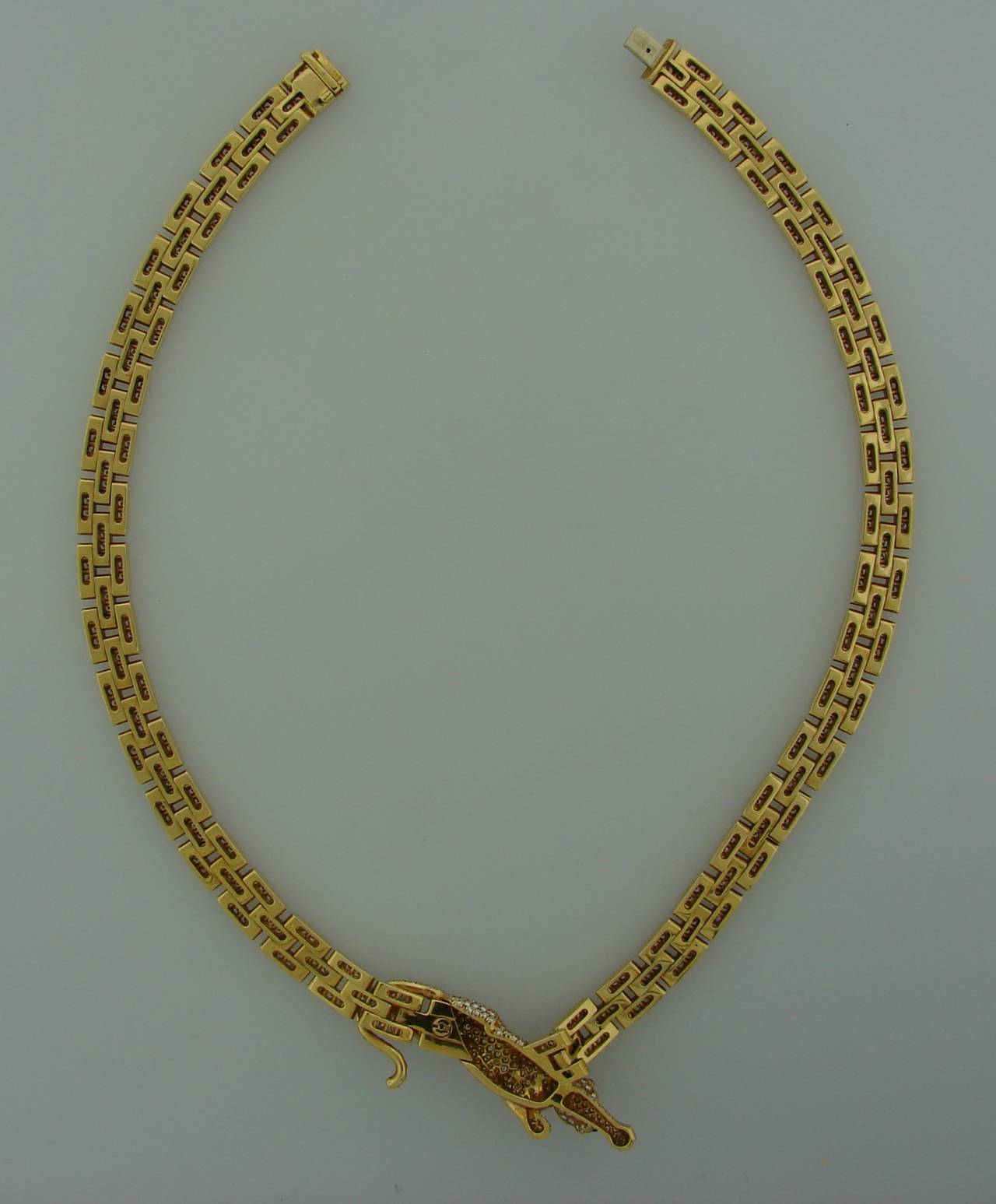 Cartier Diamond Gold Panthere Maillon Necklace In Excellent Condition In Beverly Hills, CA