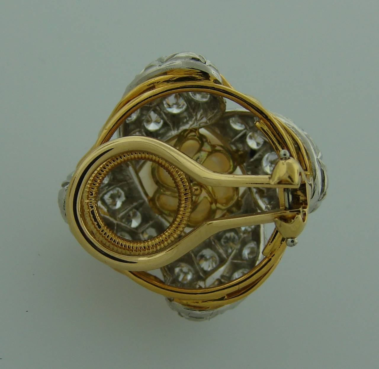 Vintage Tiffany & Co. Schlumberger Earrings Pearl Diamond 18k Gold 3