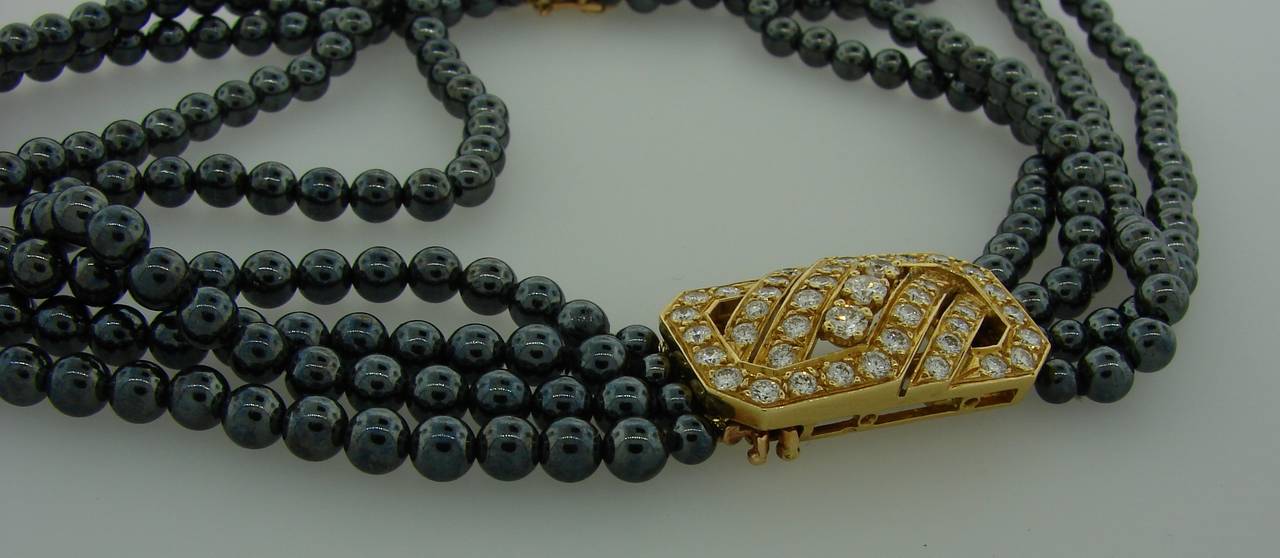 Van Cleef & Arpels Hematite Diamond Gold Necklace and Bracelet Set 1