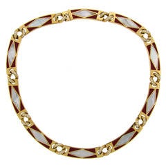 Bulgari Mother-of-Pearl Enamel Diamond Gold Necklace
