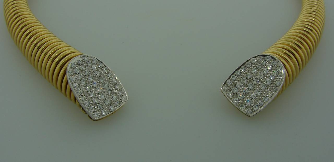 Women's 1970s Cartier Italy Diamond Gold Tubogas Choker Necklace