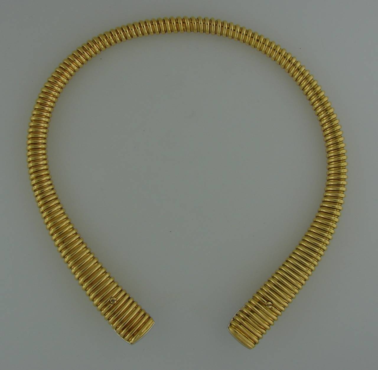1970s Cartier Italy Diamond Gold Tubogas Choker Necklace 3
