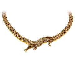 Cartier Diamond Gold Panthere Maillon Necklace