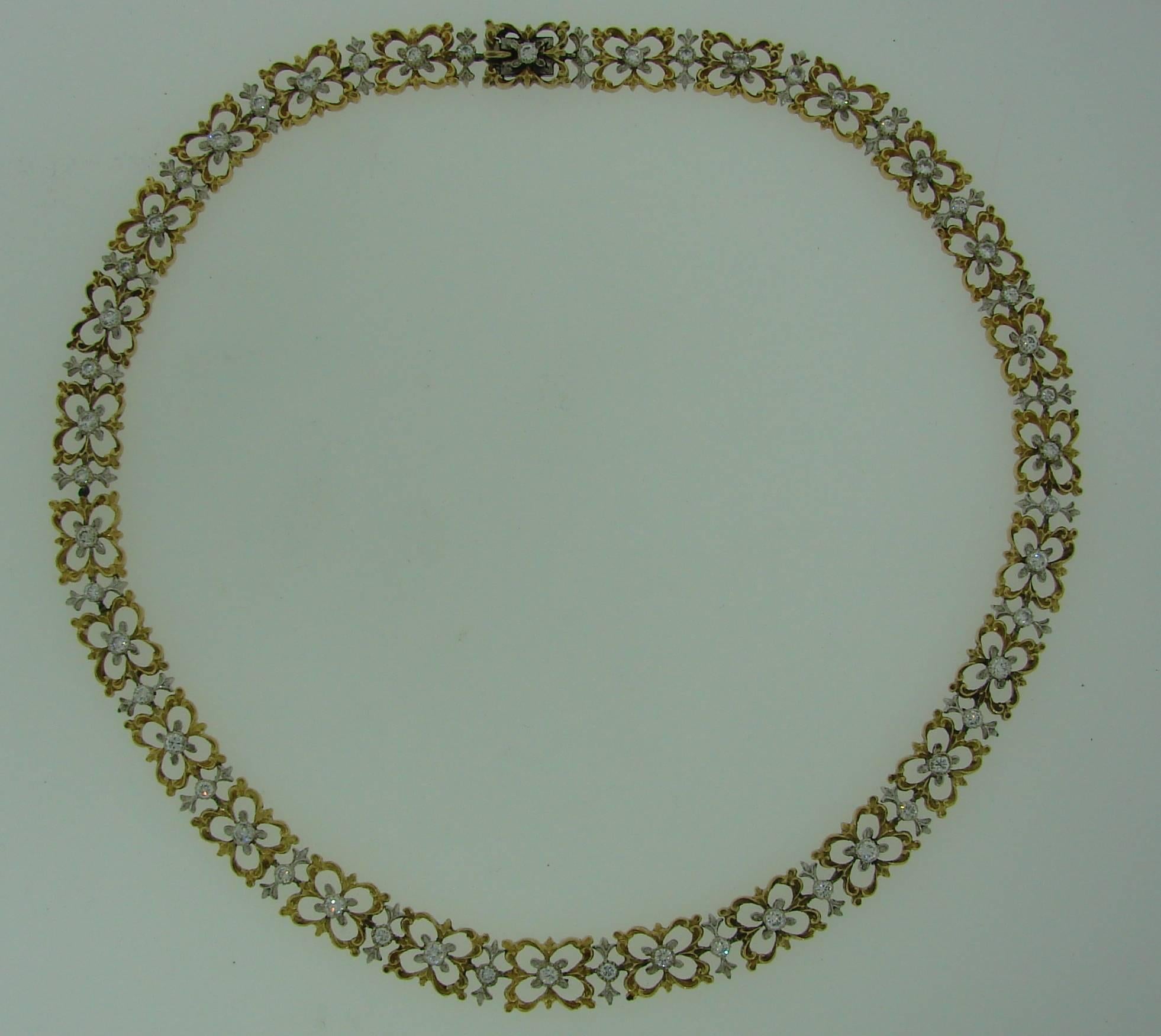 Women's 1990s Buccellati Diamond Gold Necklace
