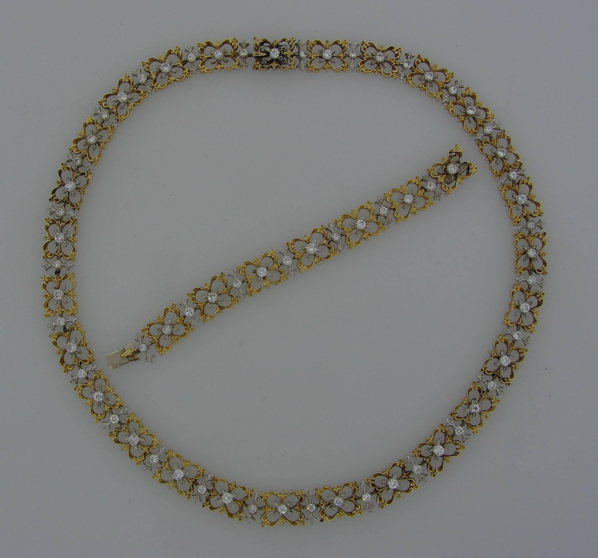 1990s Buccellati Diamond Gold Necklace In Excellent Condition In Beverly Hills, CA