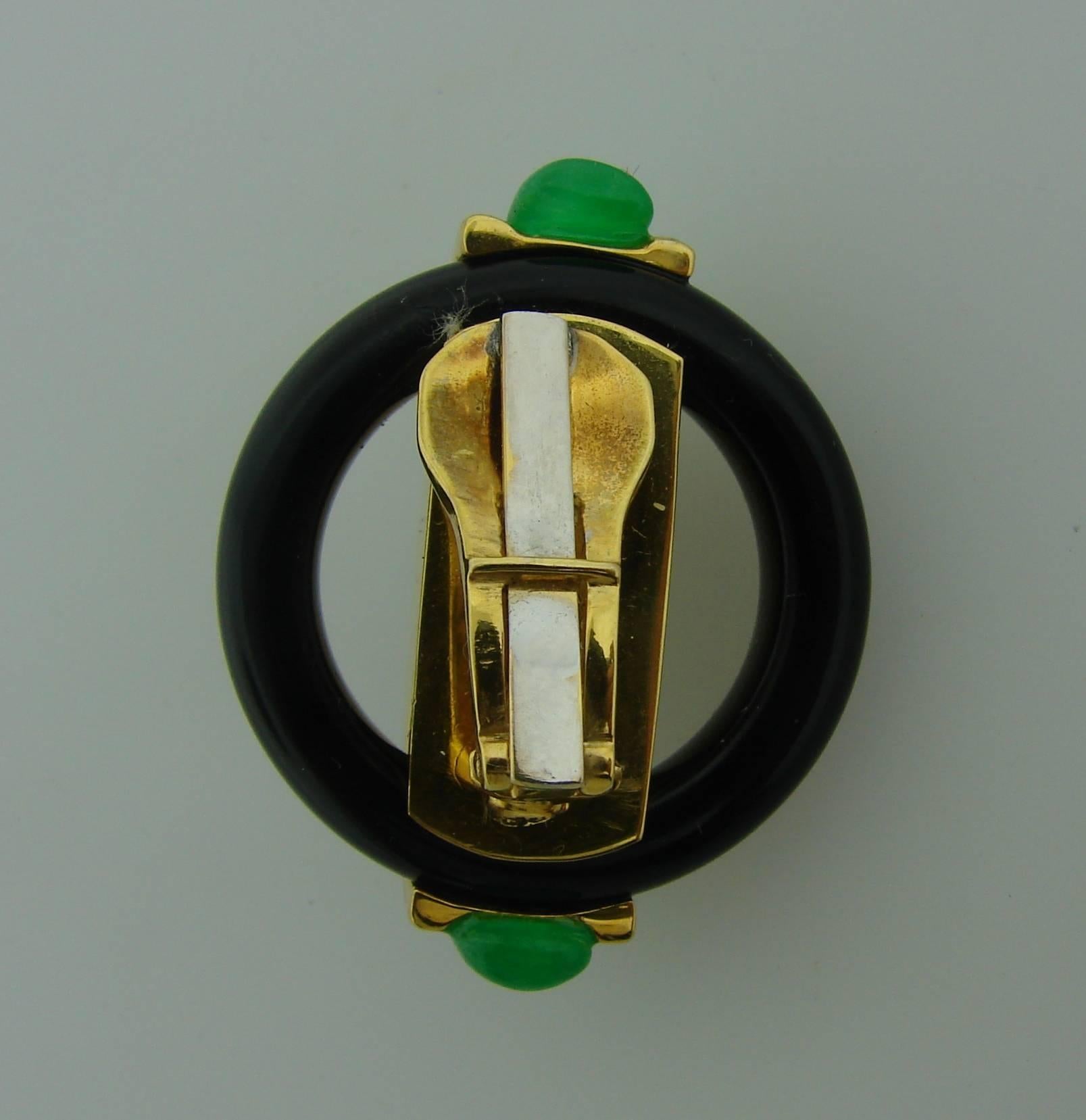 1974 Aldo Cipullo Jade Black Onyx Gold Earrings 3