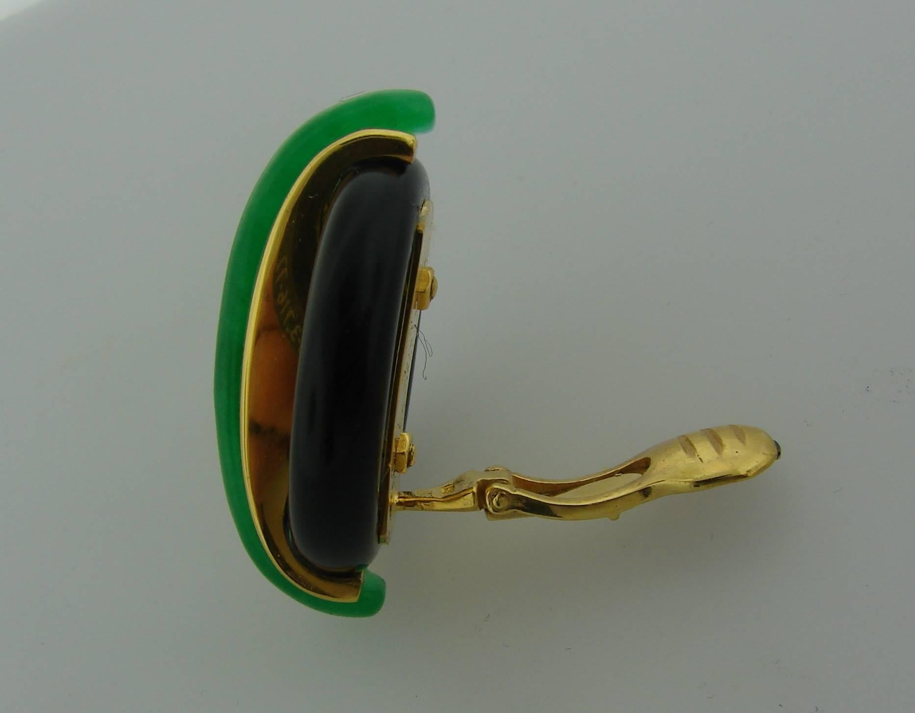 1974 Aldo Cipullo Jade Black Onyx Gold Earrings 2