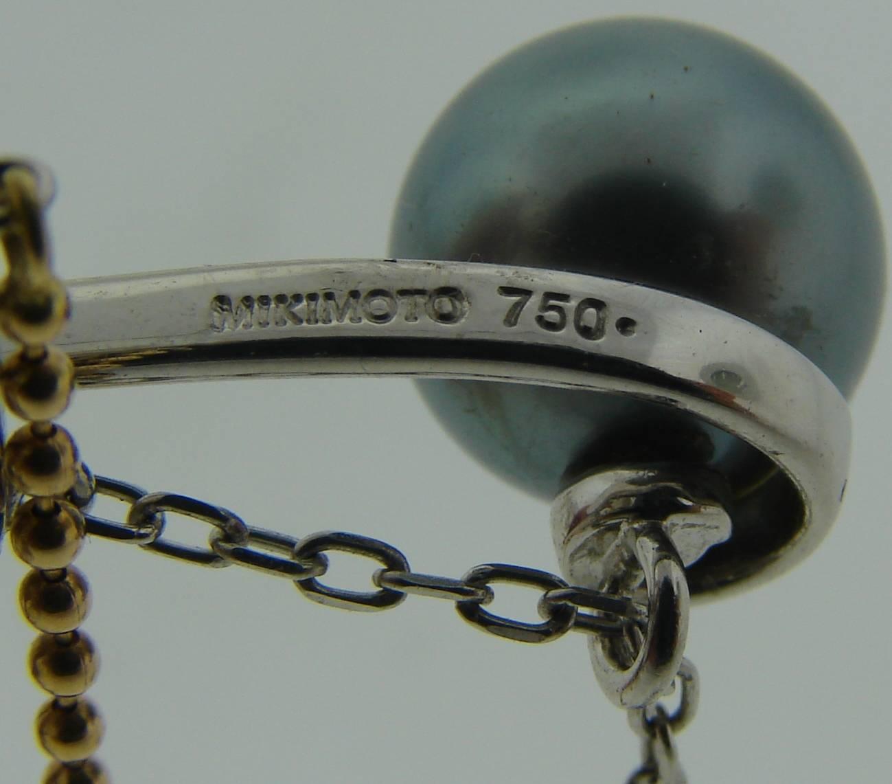 Mikimoto Pearl Diamond Gold Pendant Necklace Earrings Set 6