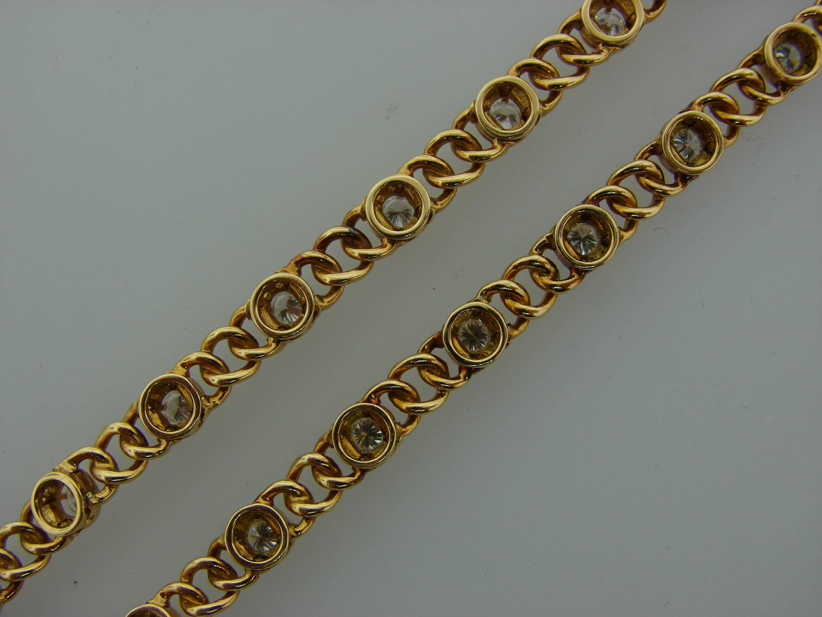 Women's 1980s Van Cleef & Arpels Pair of Diamond Gold Bracelets Necklace