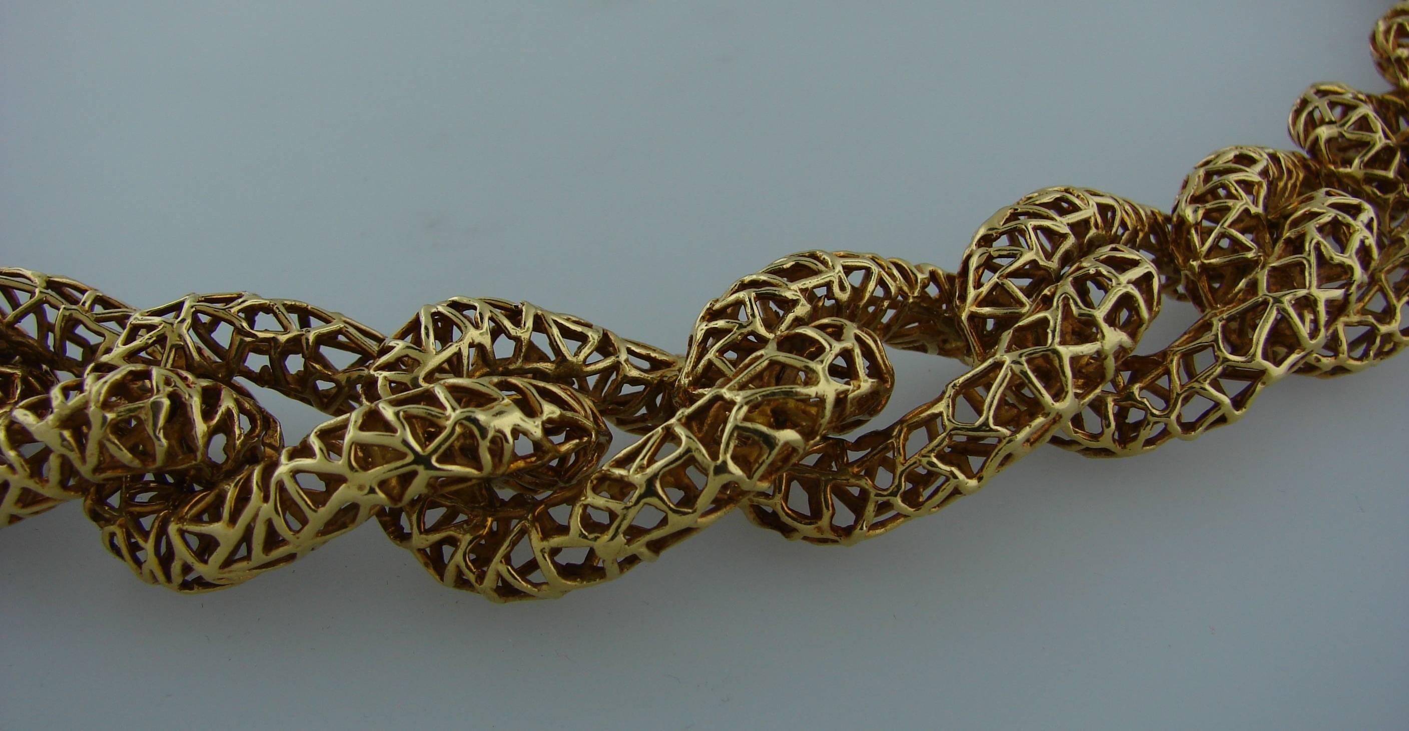 1980s Tiffany & Co. Gold Openwork Massive Chain Link Necklace 1