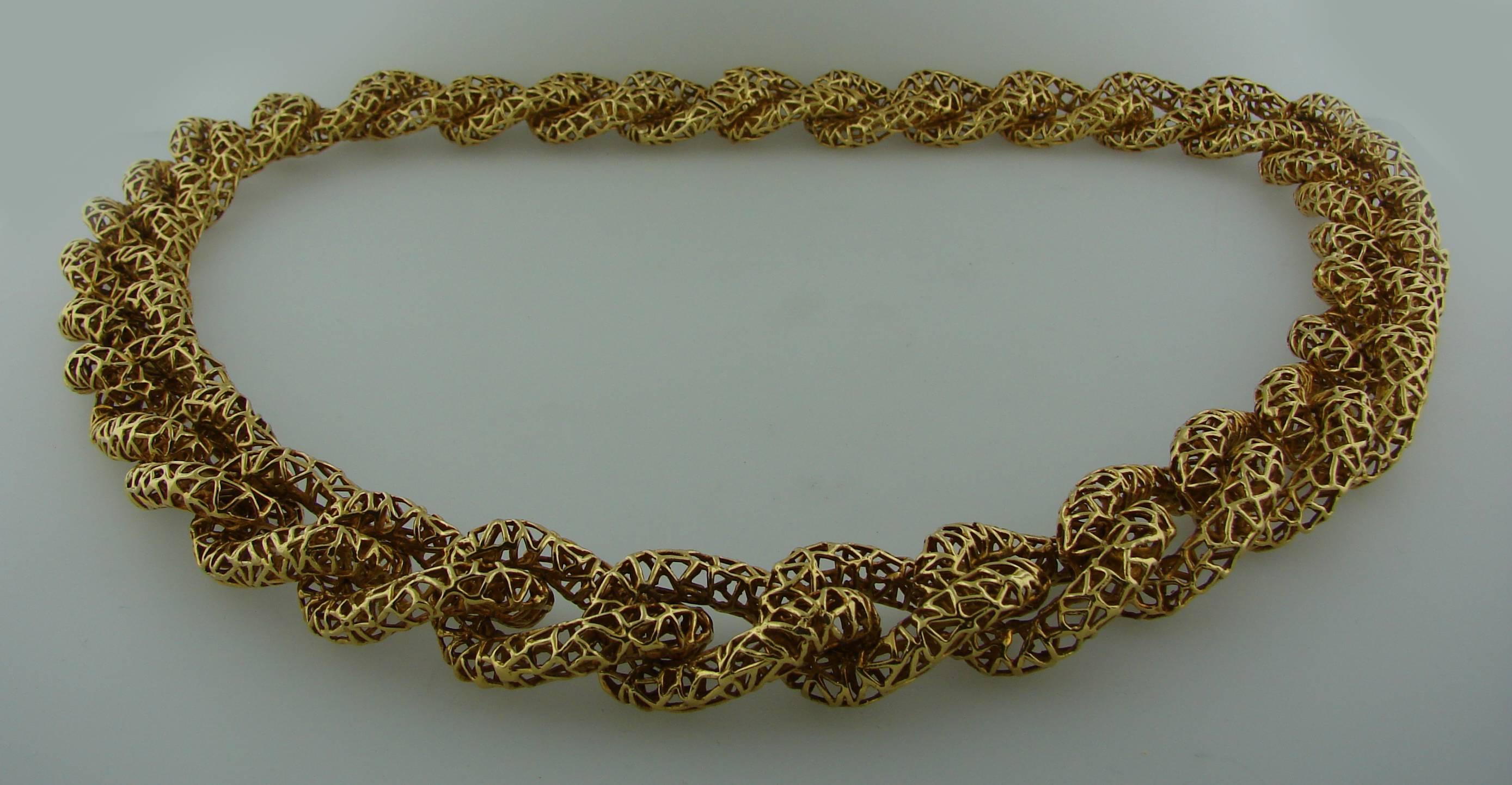 Women's or Men's 1980s Tiffany & Co. Gold Openwork Massive Chain Link Necklace