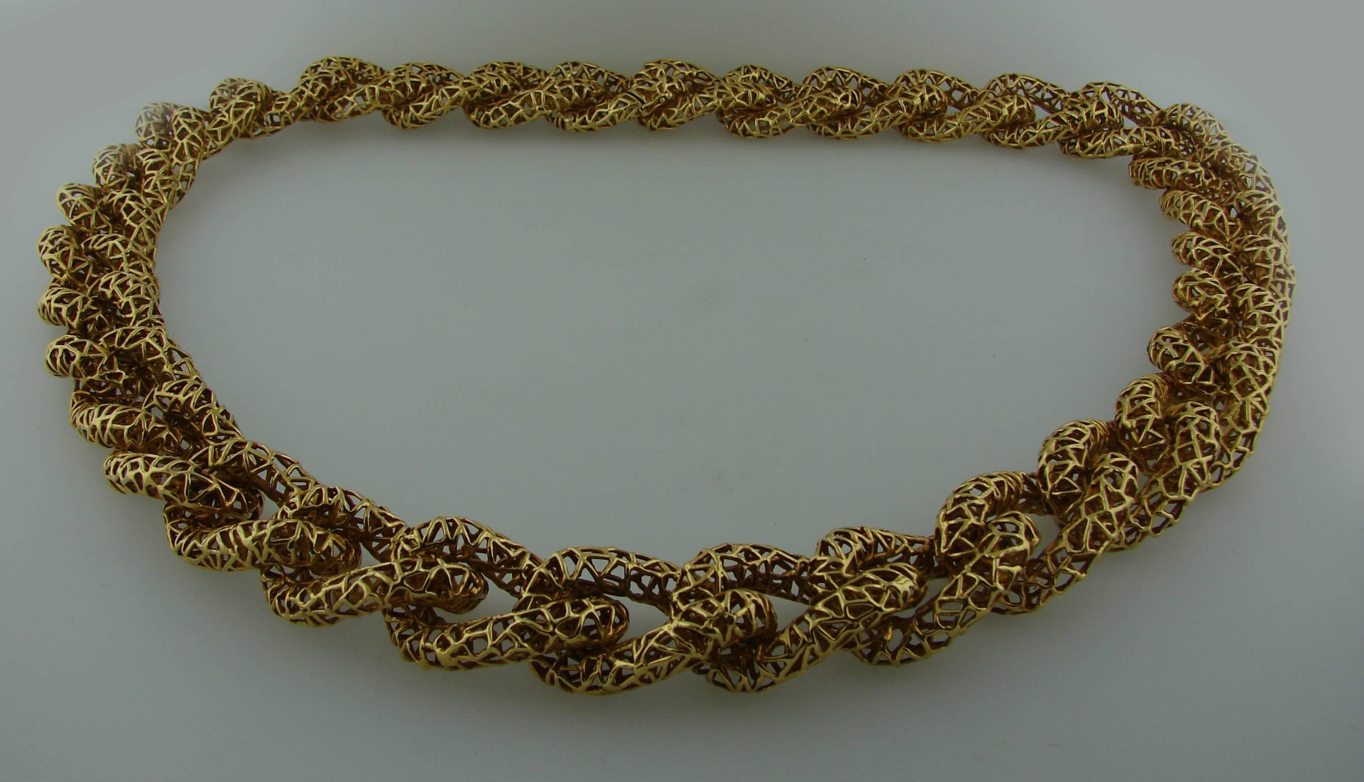 1980s Tiffany & Co. Gold Openwork Massive Chain Link Necklace In Excellent Condition In Beverly Hills, CA