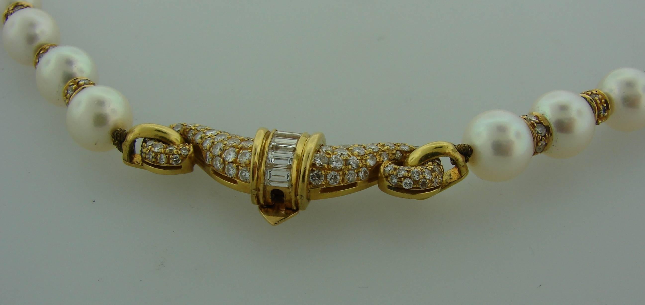 Women's 1980s Bulgari Pearl Sapphire Diamond Gold Necklace and Earrings Set