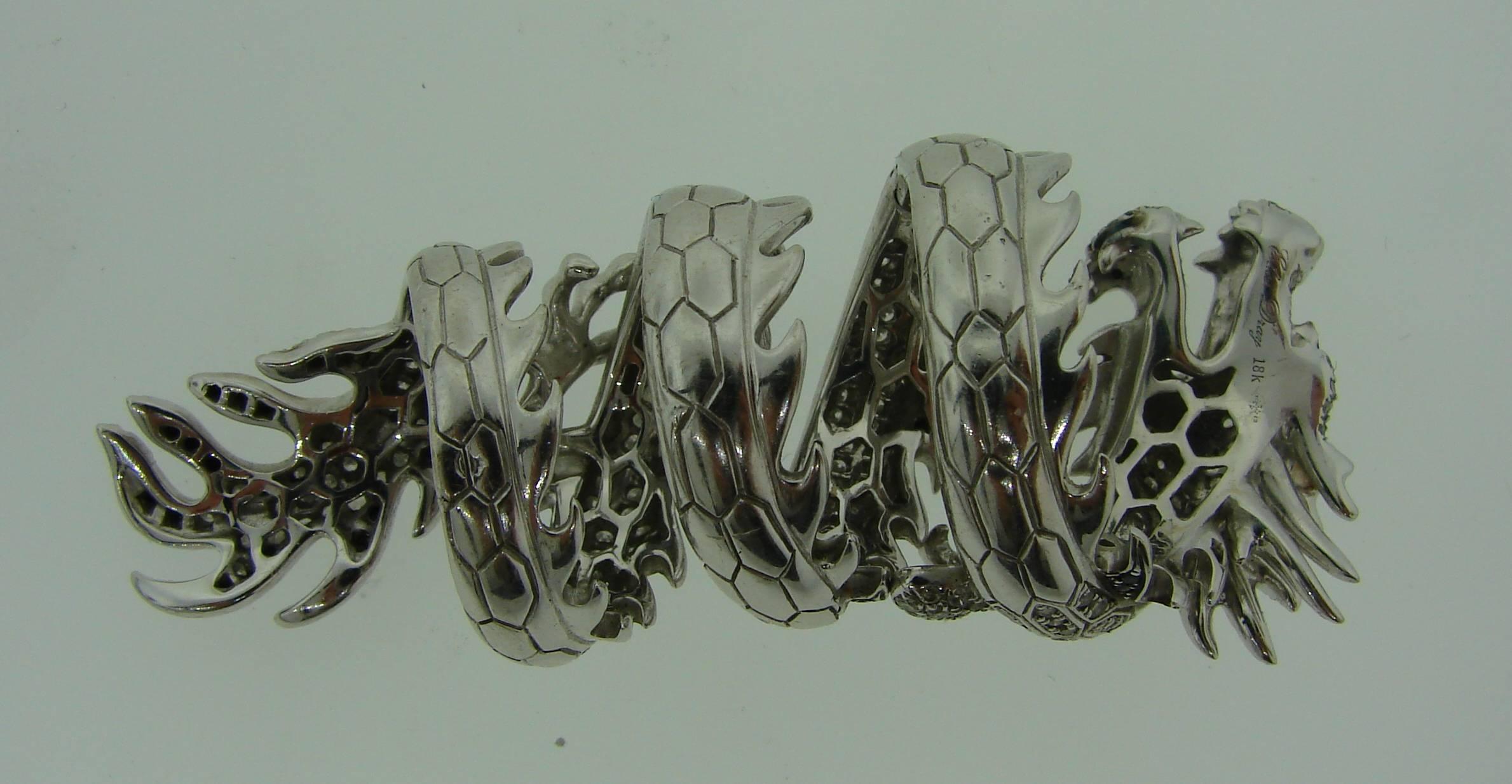 Elise Dray Diamond Gold Mechanical Dragon Ring In Excellent Condition In Beverly Hills, CA