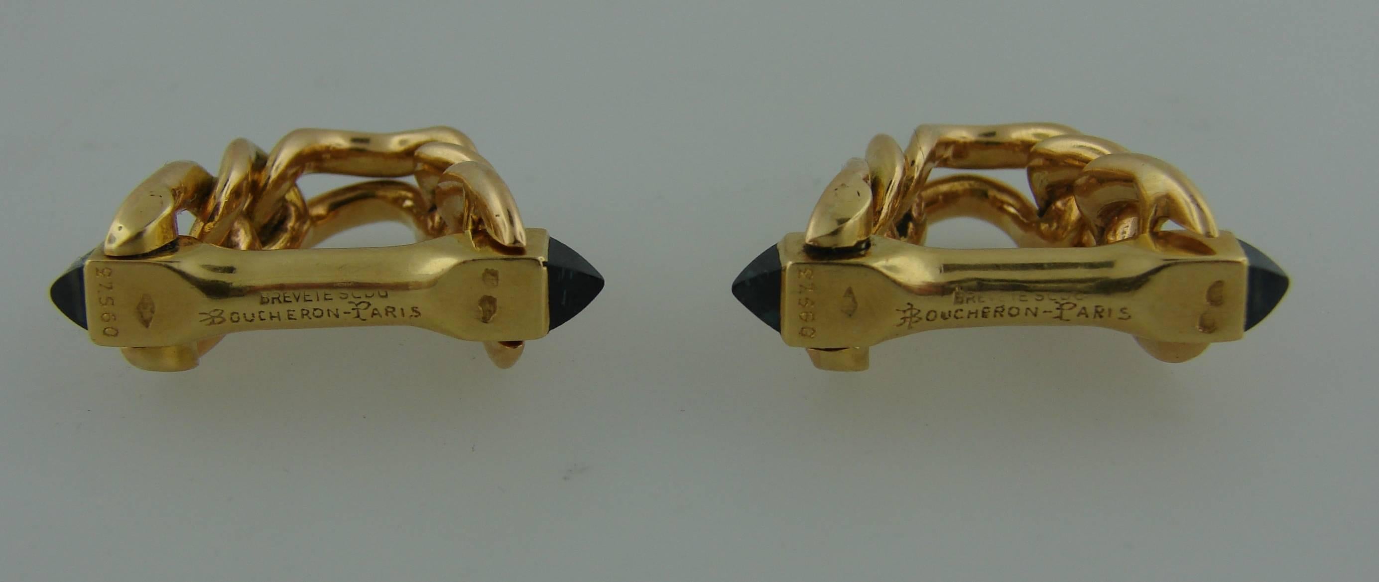 1970s Boucheron Paris Sapphire Gold Cufflinks 2