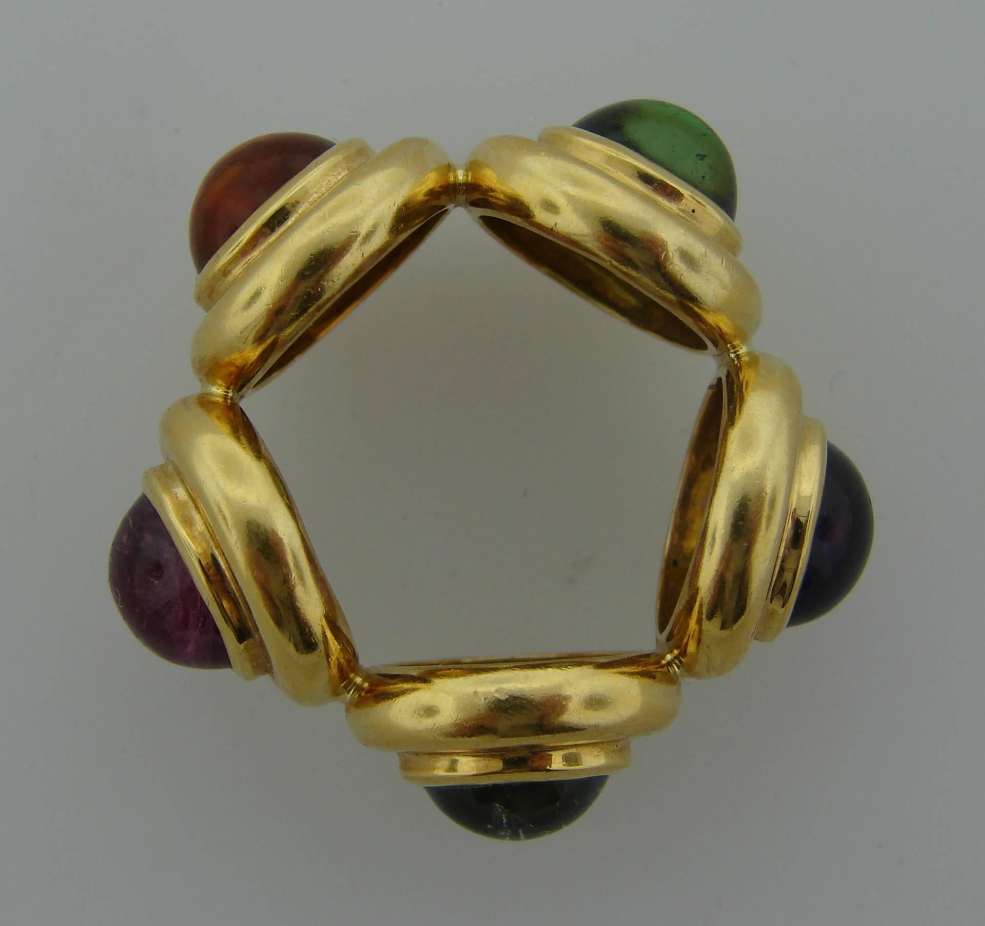 1980s Tiffany & Co. Paloma Picasso Gem Stones Gold Band Ring 2