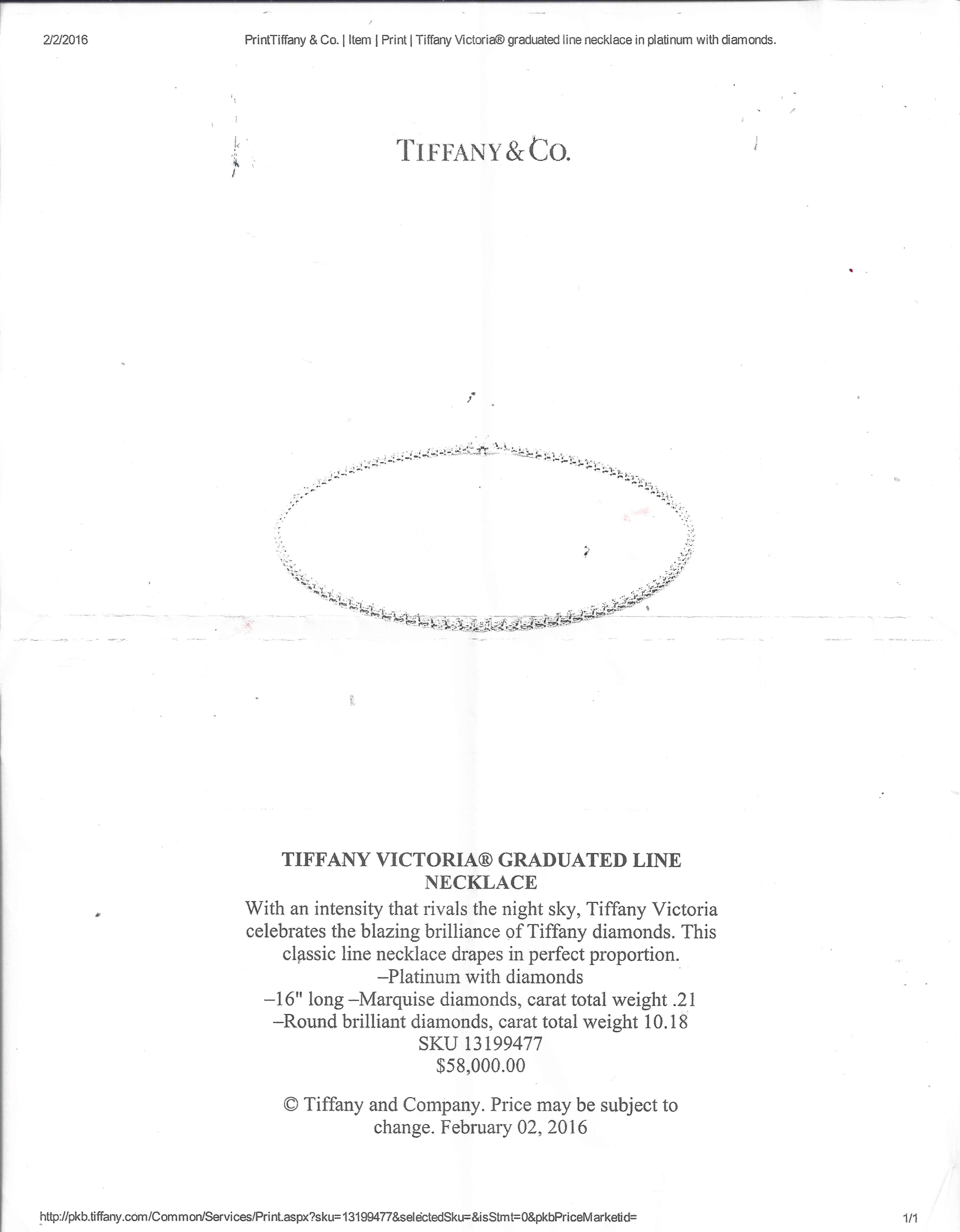 Tiffany & Co. Victoria Collection Diamond Platinum Necklace 3