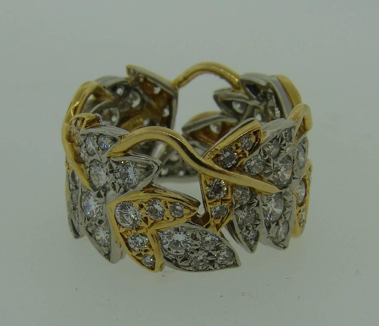 Tiffany & Co. Schlumberger Diamond Gold Platinum Band Ring 1