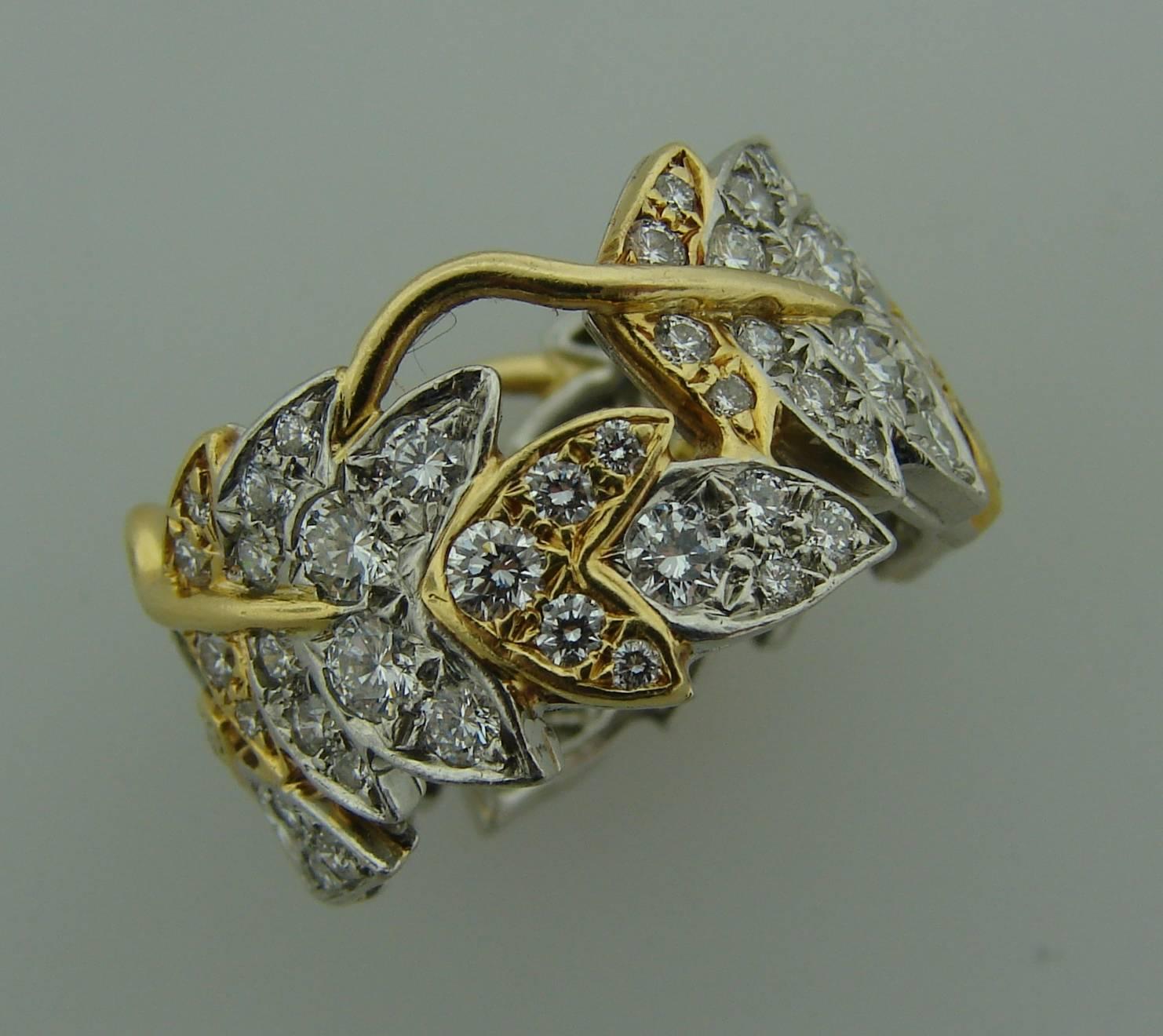 Women's Tiffany & Co. Schlumberger Diamond Gold Platinum Band Ring