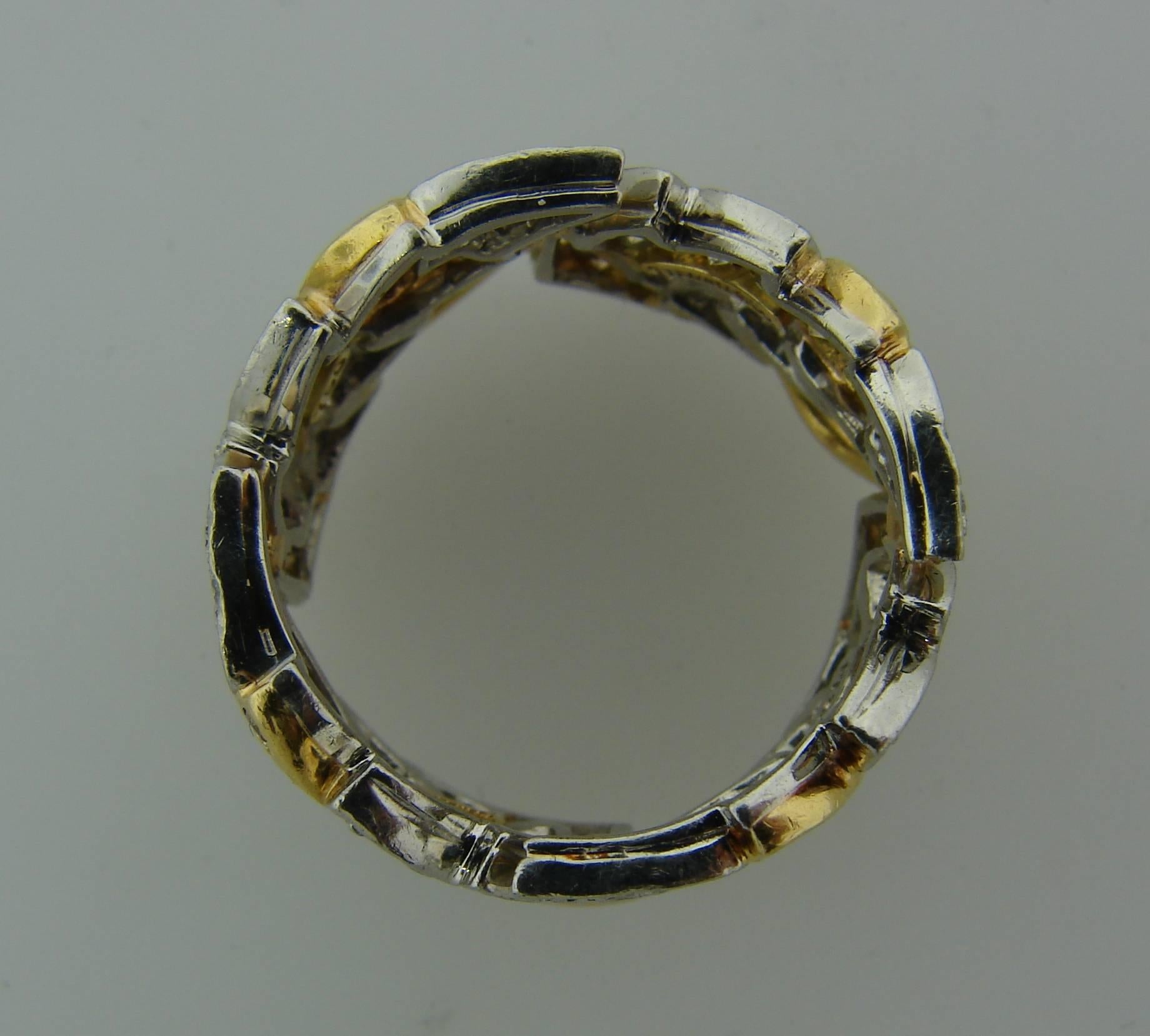 Tiffany & Co. Schlumberger Diamond Gold Platinum Band Ring 2