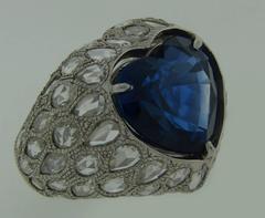 12.68 Carat GIA Cert Non-Heated Natural Sapphire Diamond Gold Ring