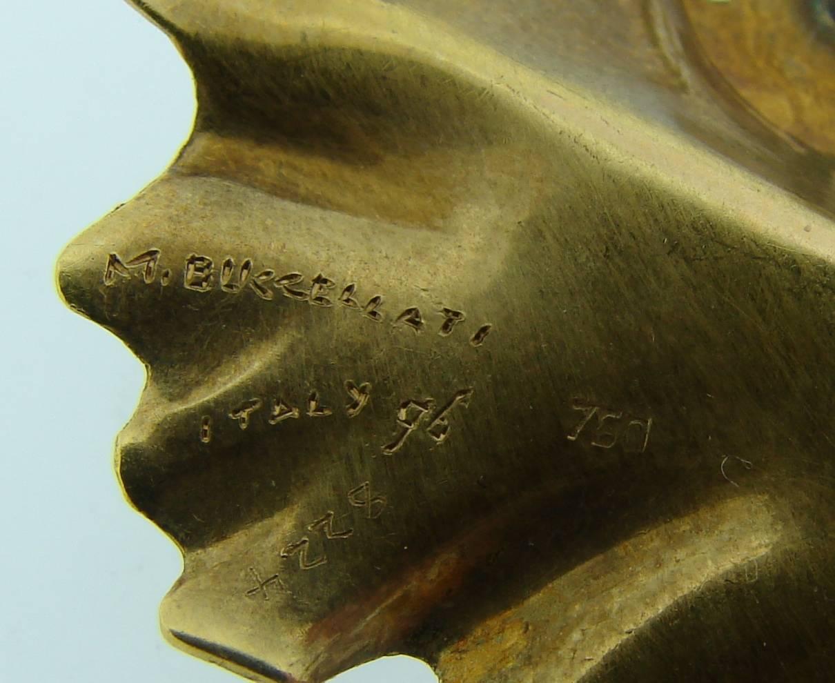 1950s Mario Buccellati Gold Oak Leaves Clip Pin Brooch 1