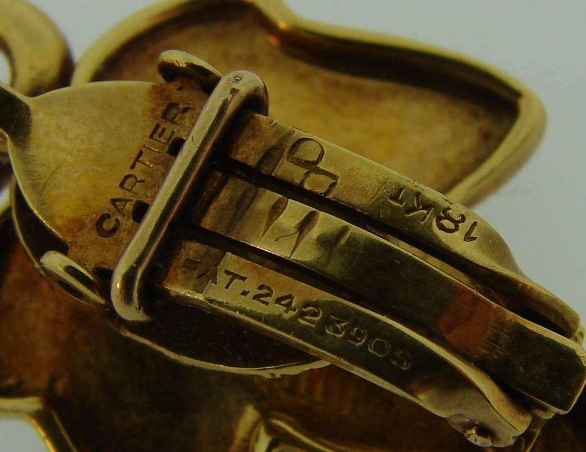 1950er Cartier Gold Traubenblatt-Ohrringe und Clip-Brosche Pin Set im Angebot 5