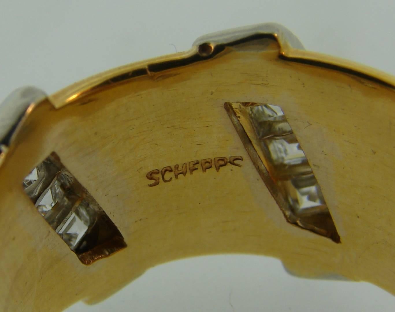 1980s Seaman Schepps Diamond Gold Band Ring 6
