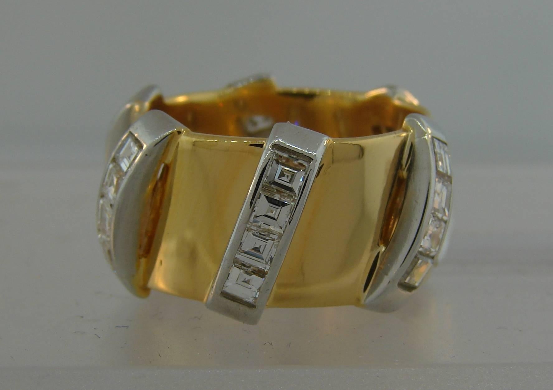 1980s Seaman Schepps Diamond Gold Band Ring 1