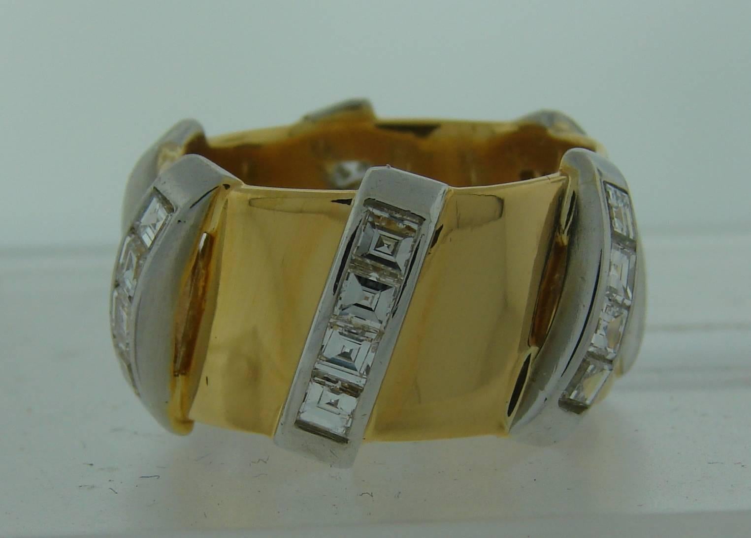 1980s Seaman Schepps Diamond Gold Band Ring 2