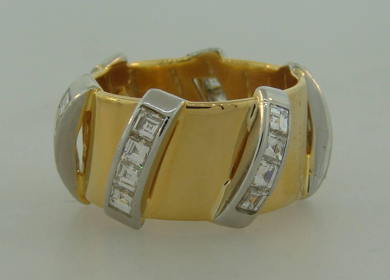 1980s Seaman Schepps Diamond Gold Band Ring 3