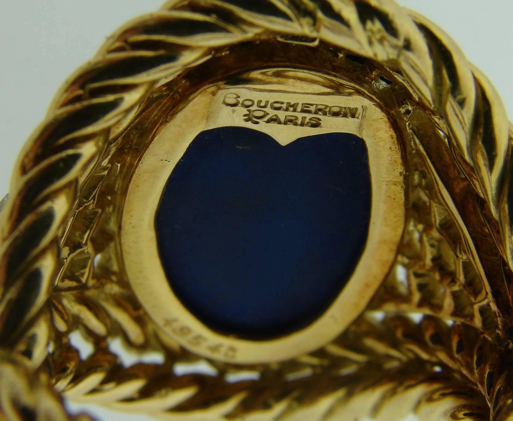 1970s Boucheron Paris Lapis Lazuli Diamond Gold Ring 6