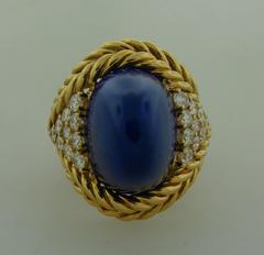 1970s Boucheron Paris Lapis Lazuli Diamond Gold Ring