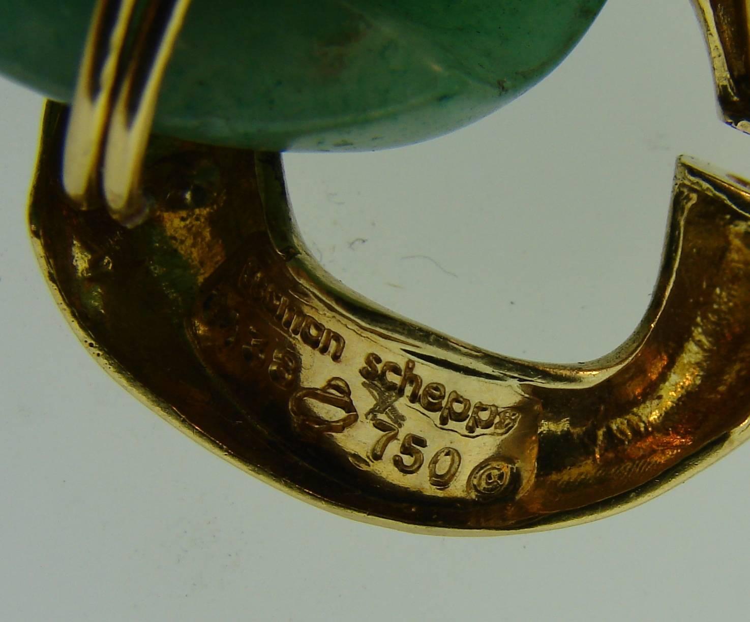 1970s Seaman Schepps Aventurine Gold Curb Link Bracelet 5
