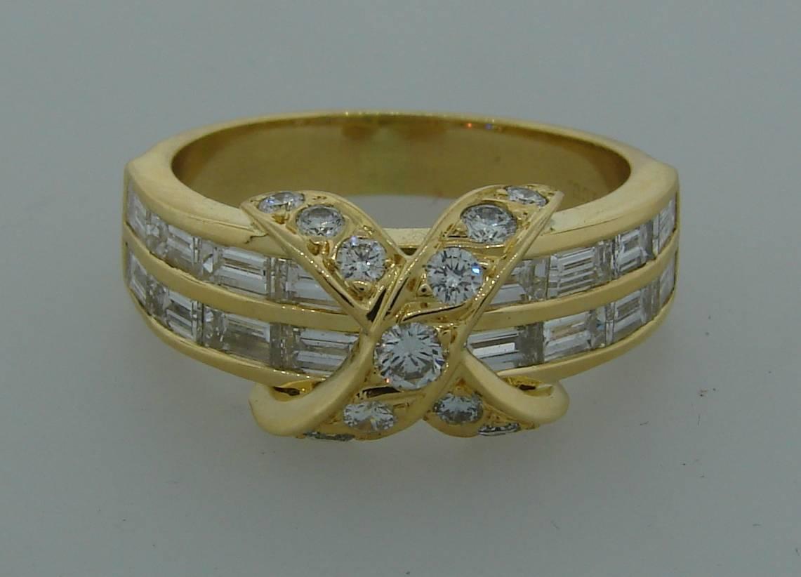 Tiffany & Co. Diamond Gold X Band Ring 3