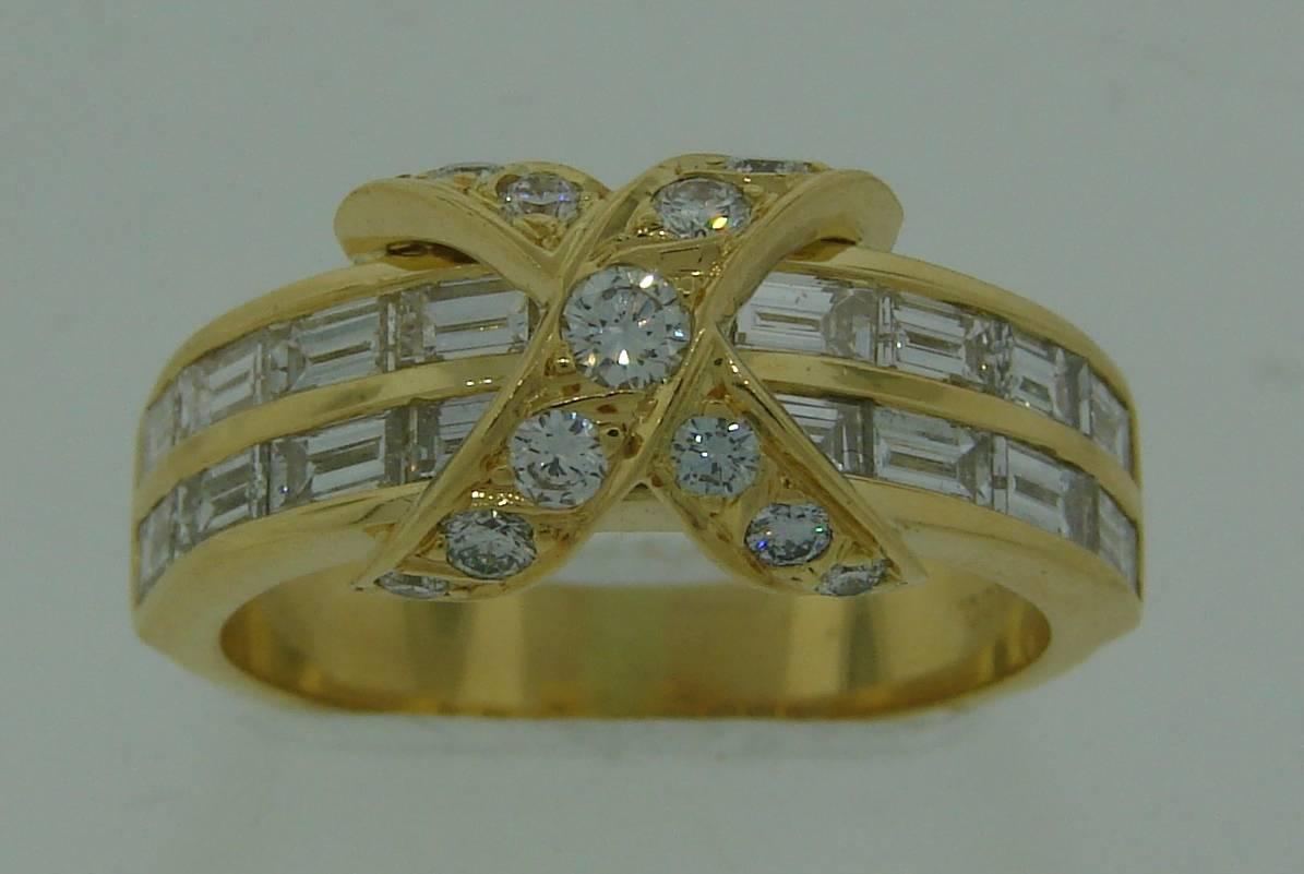 Tiffany & Co. Diamond Gold X Band Ring 5