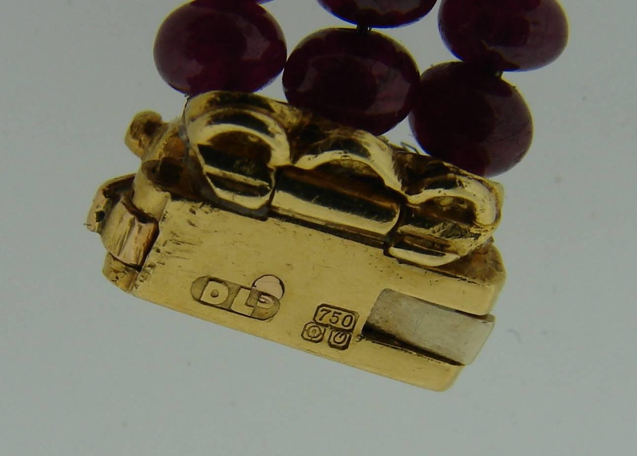 Vintage Boucheron 18k Yellow Gold Lady's Wristwatch Diamond Ruby Quartz 1