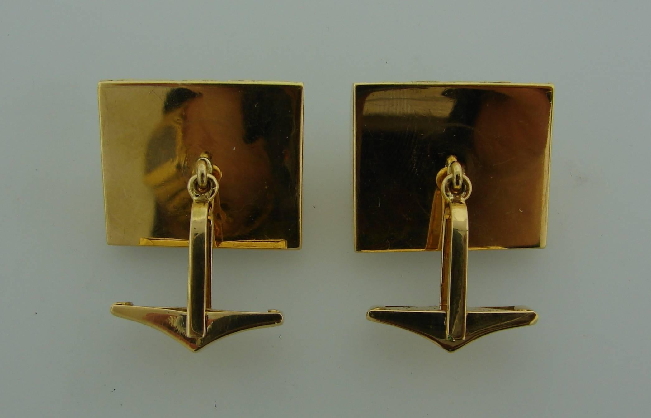 1980s Cartier Enamel Gold Cufflinks 2