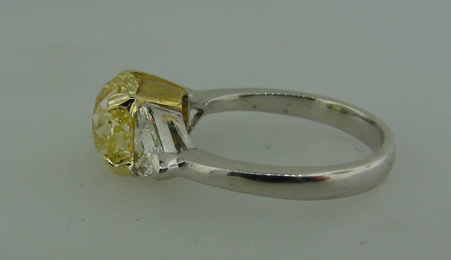 3.10 Carat GIA Cert Fancy Yellow Diamond Gold Ring 3