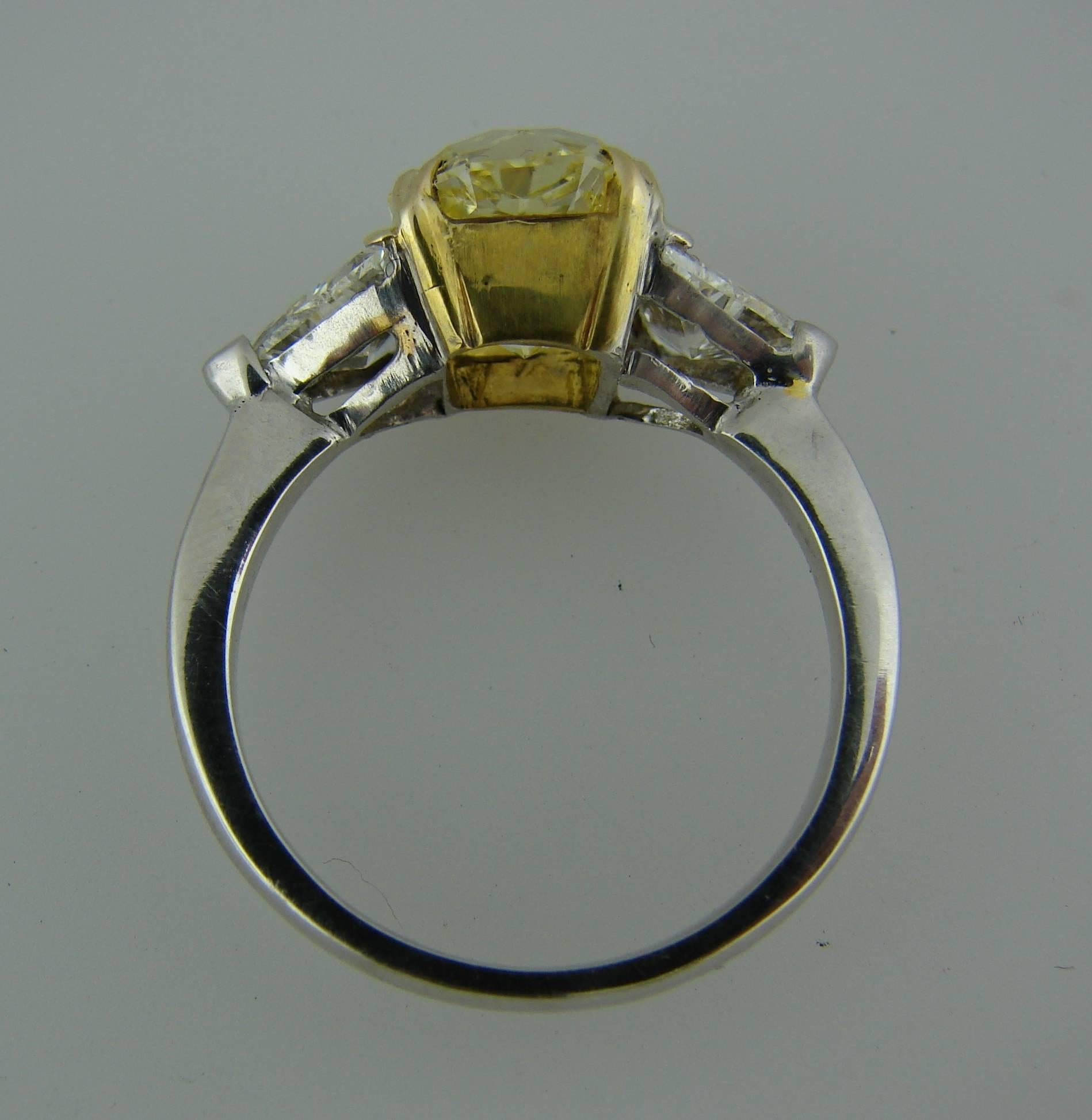 3.10 Carat GIA Cert Fancy Yellow Diamond Gold Ring 4