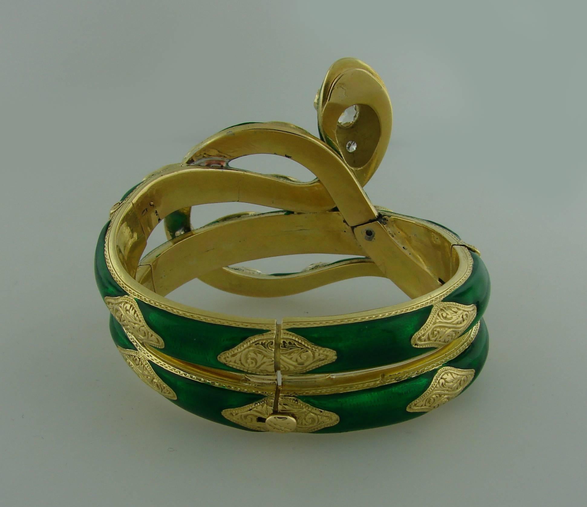  Nardi Venice Ruby Enamel Diamond Gold Snake Bangle Bracelet 3