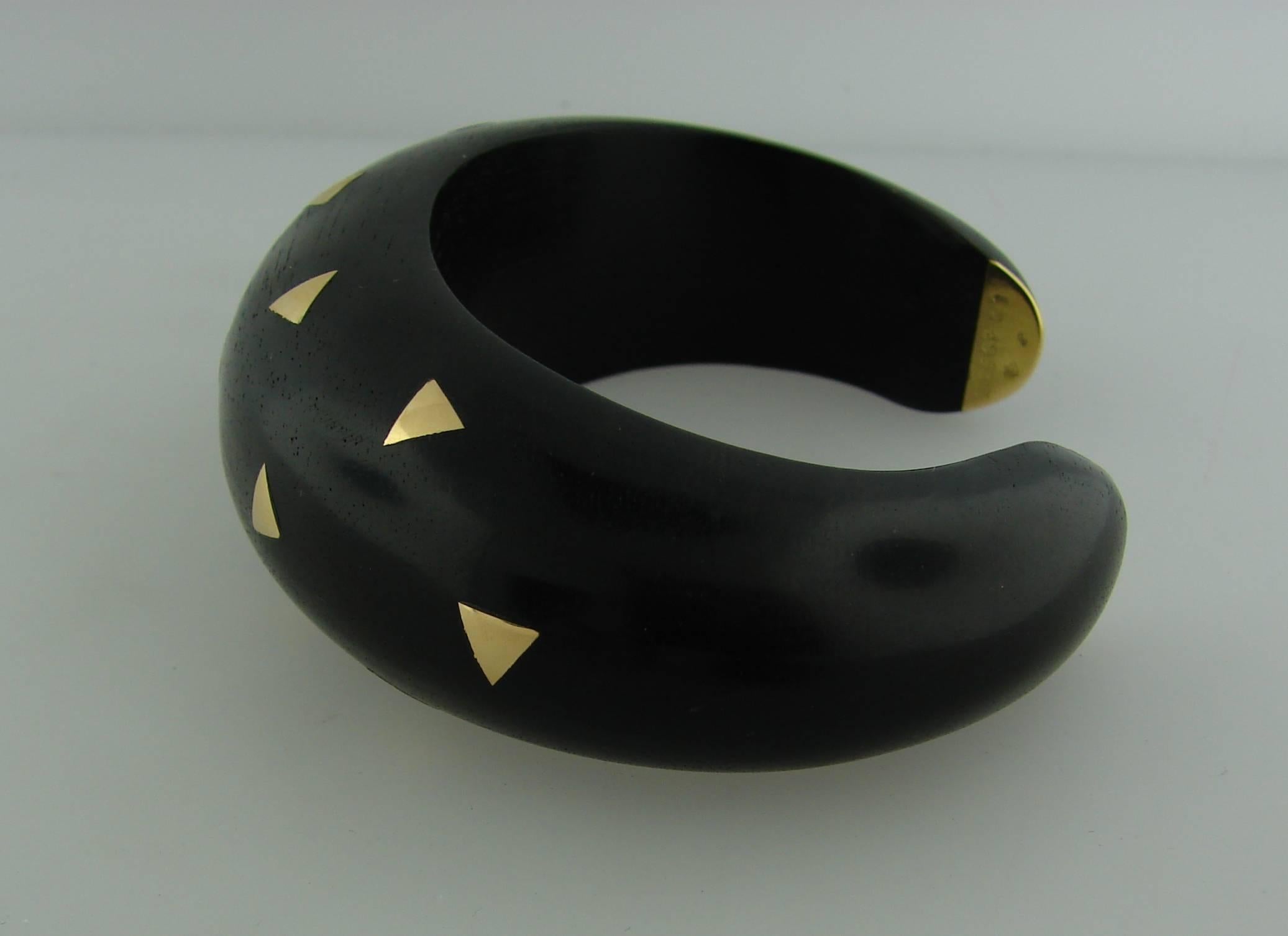 1980s Van Cleef & Arpels Wood Gold Bangle Bracelet Ring Earrings Set 1