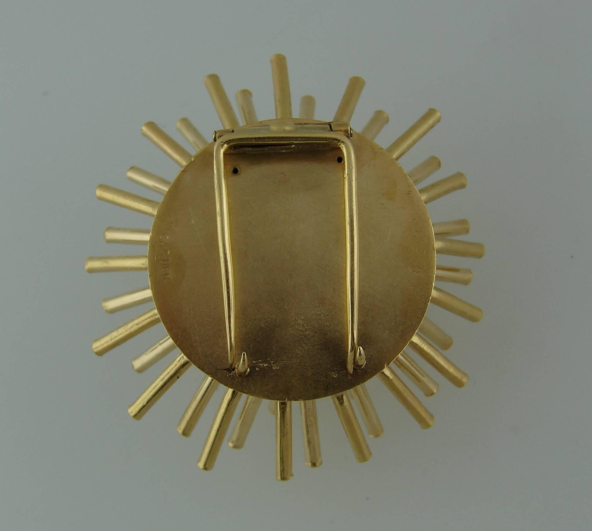 Women's or Men's 1950s Cartier Diamond Gold Sputnik Clip Pin Brooch